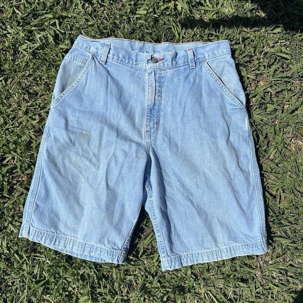 Vintage Y2K Faded Glory‎ Mens Size 32 Shorts Blue Jean Big Pockets Light Wash